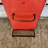 Coat rack red 1950 mirror free-form brass hooks
