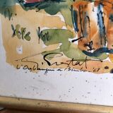 Watercolor by Georges Prestat River in Central African Republic