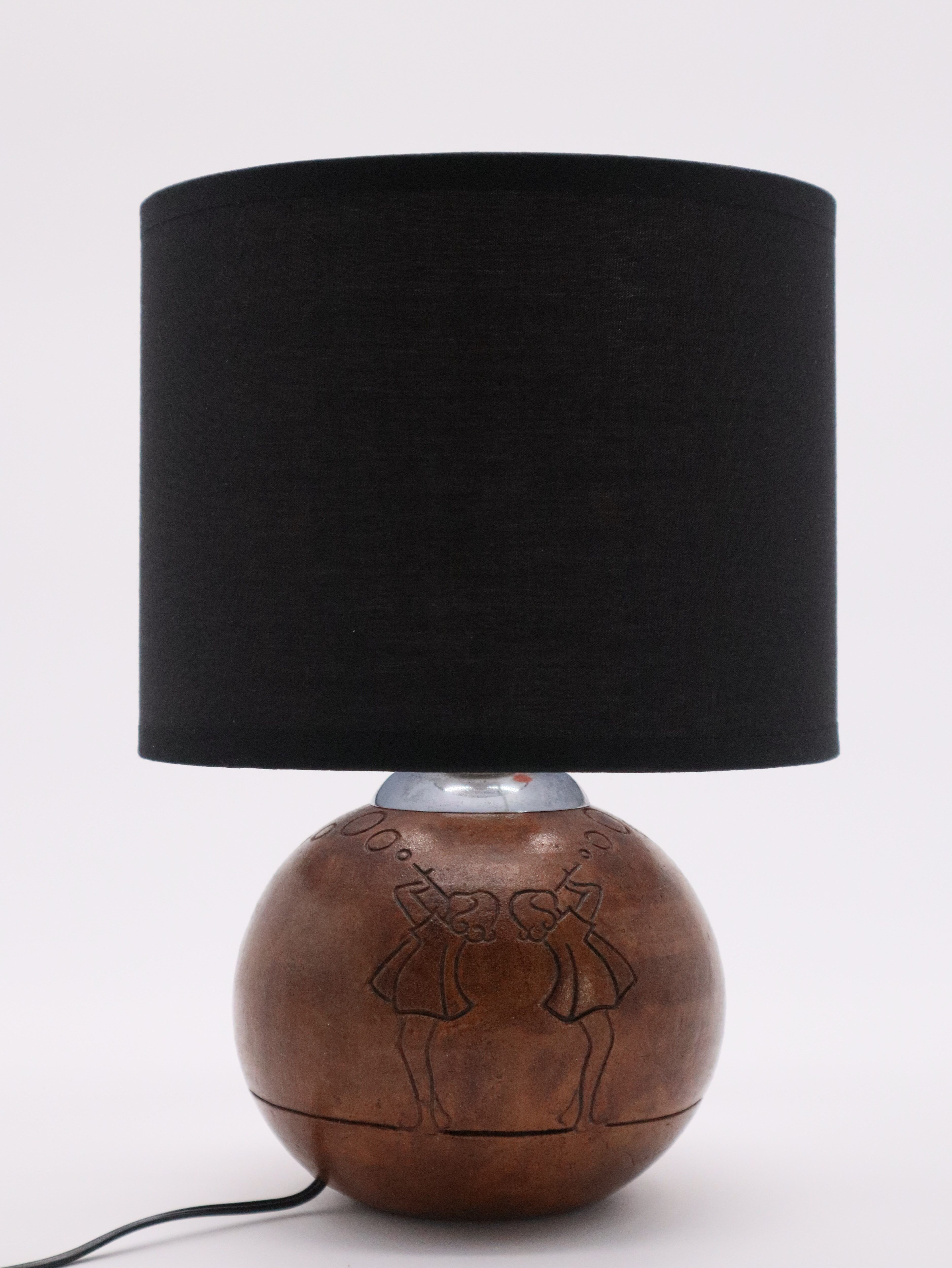 Ceramic lamp decorated with Little Girls Art-Deco 1930