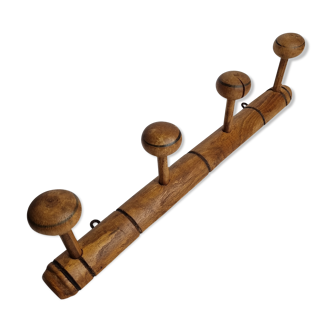 Wall door in old turned wood, 4 patères, 50 cm