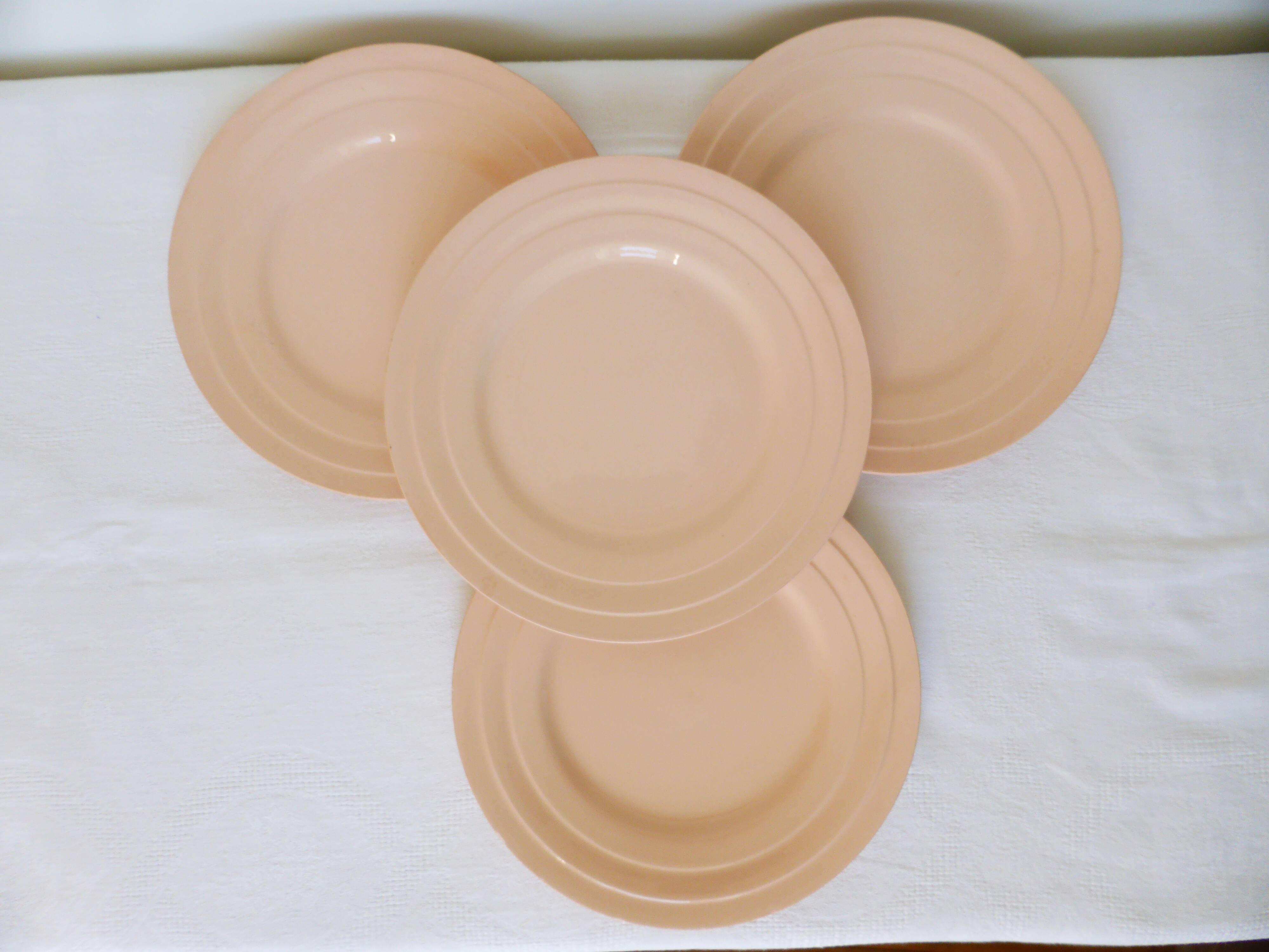 4 vintage art deco dessert plates 210685
