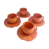 Lot of 4 cups terracotta earth foliage