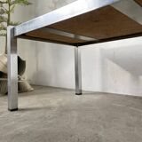70s chrome and slate coffee table