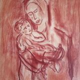 Georges Gimel (1898-1962) Sanguine - mother and child 40 x 30 cm