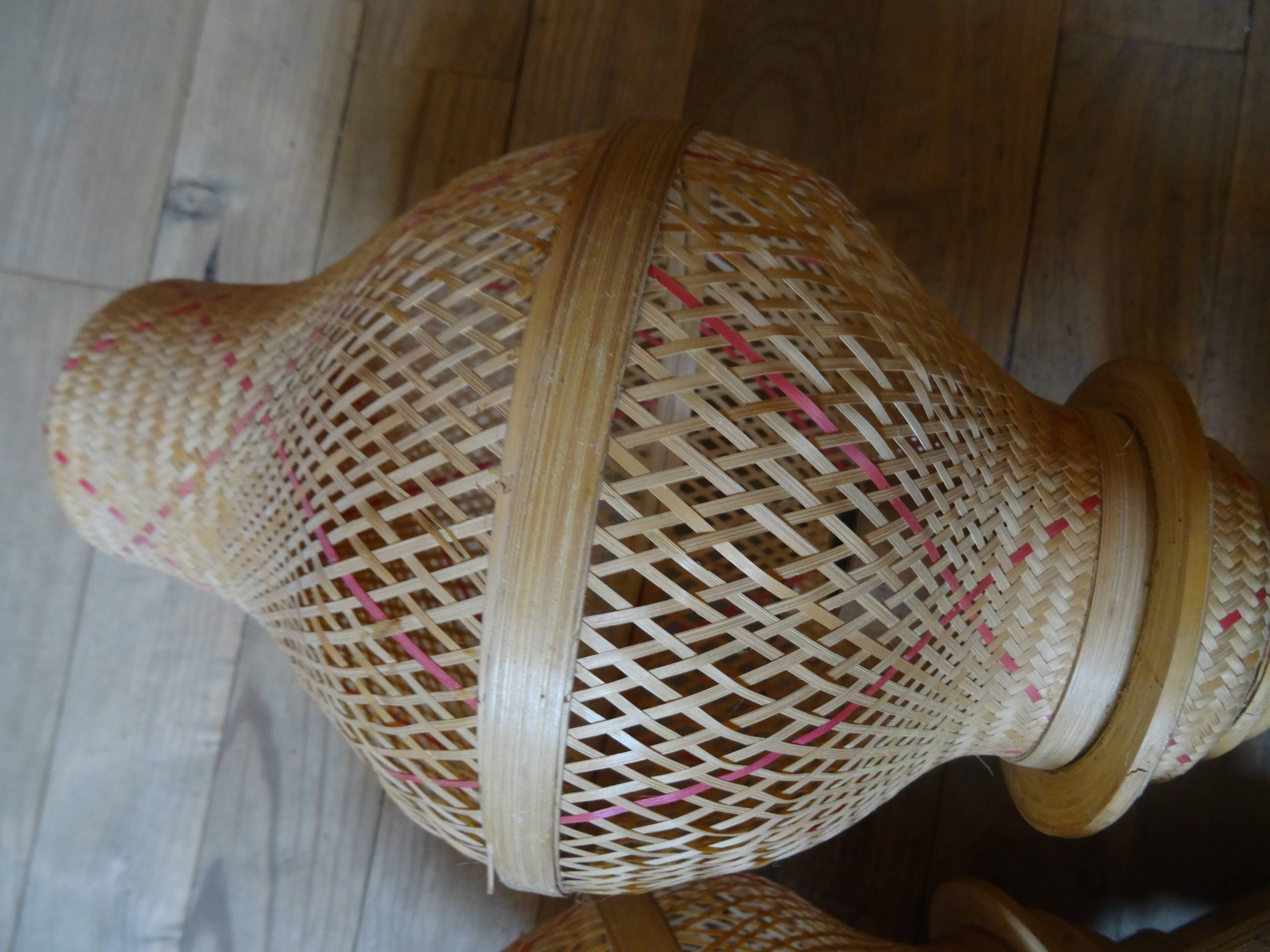 Pair of Balinese wicker sconces