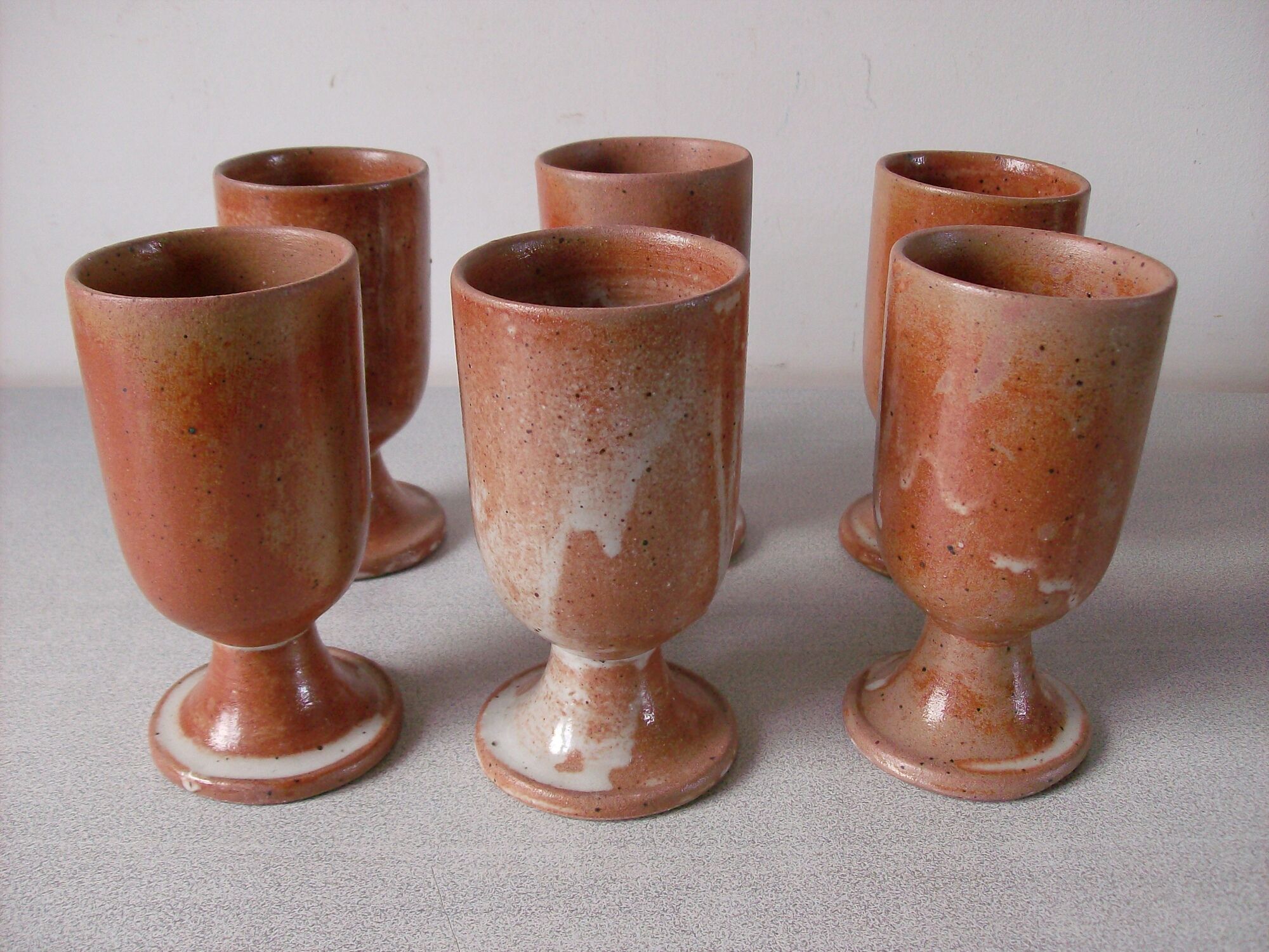 Old service of 6 mazagrans stoneware cup pottery deco kitchen countryside