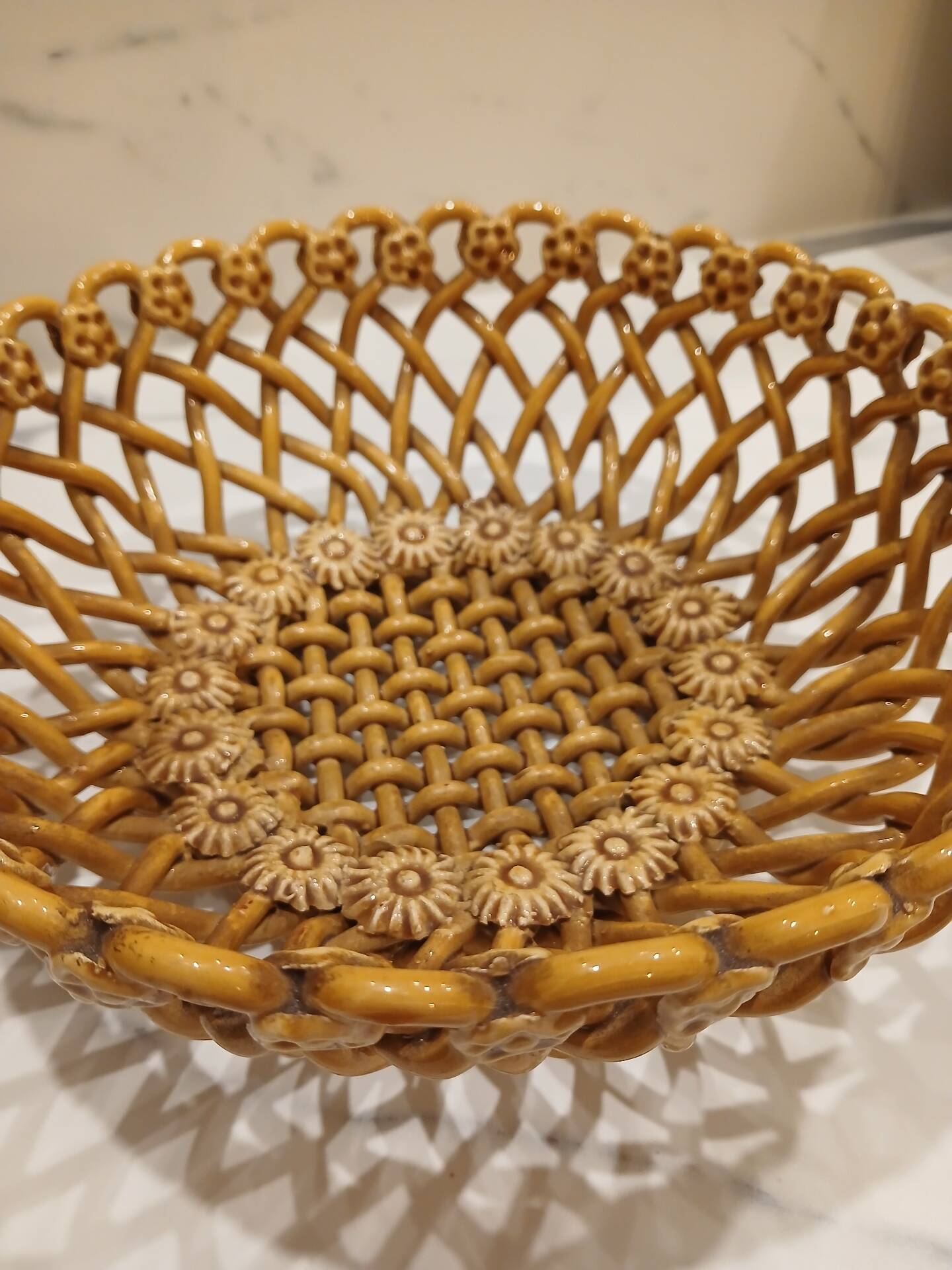 Openwork ceramic basket Pichon Uzès – 1960s