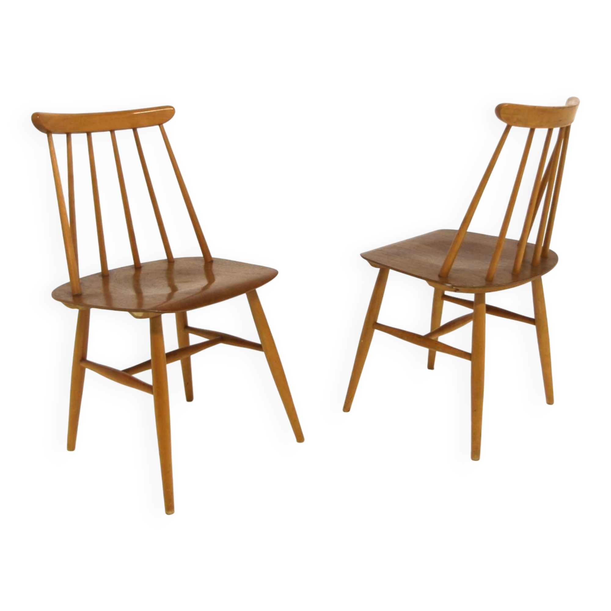 Set of 2 "Fanett" chairs in teak by Ilmari Tapiovaara, Sweden, 1960.