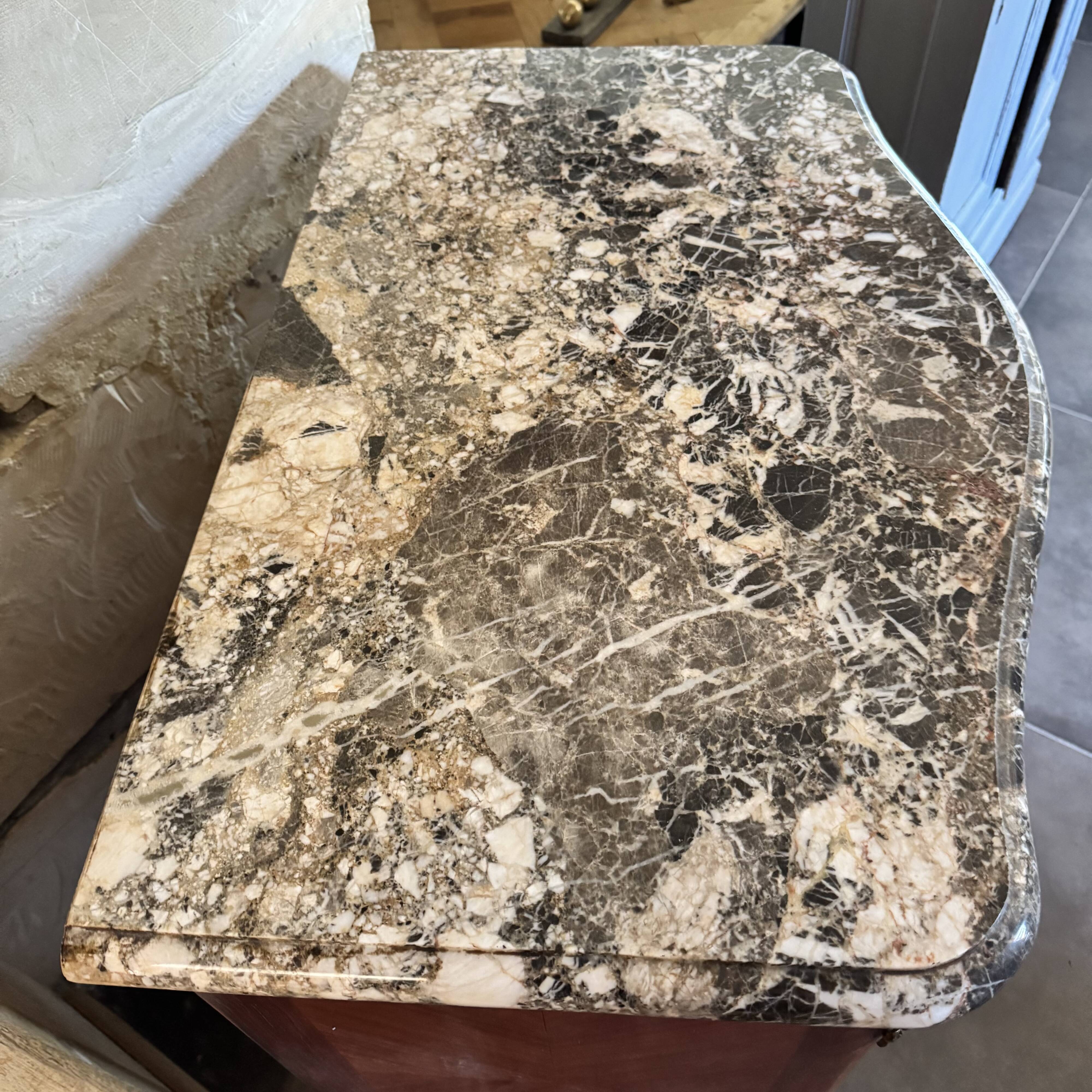 Small Louis XV Transition jump commode, Breccia marble, 79 cm