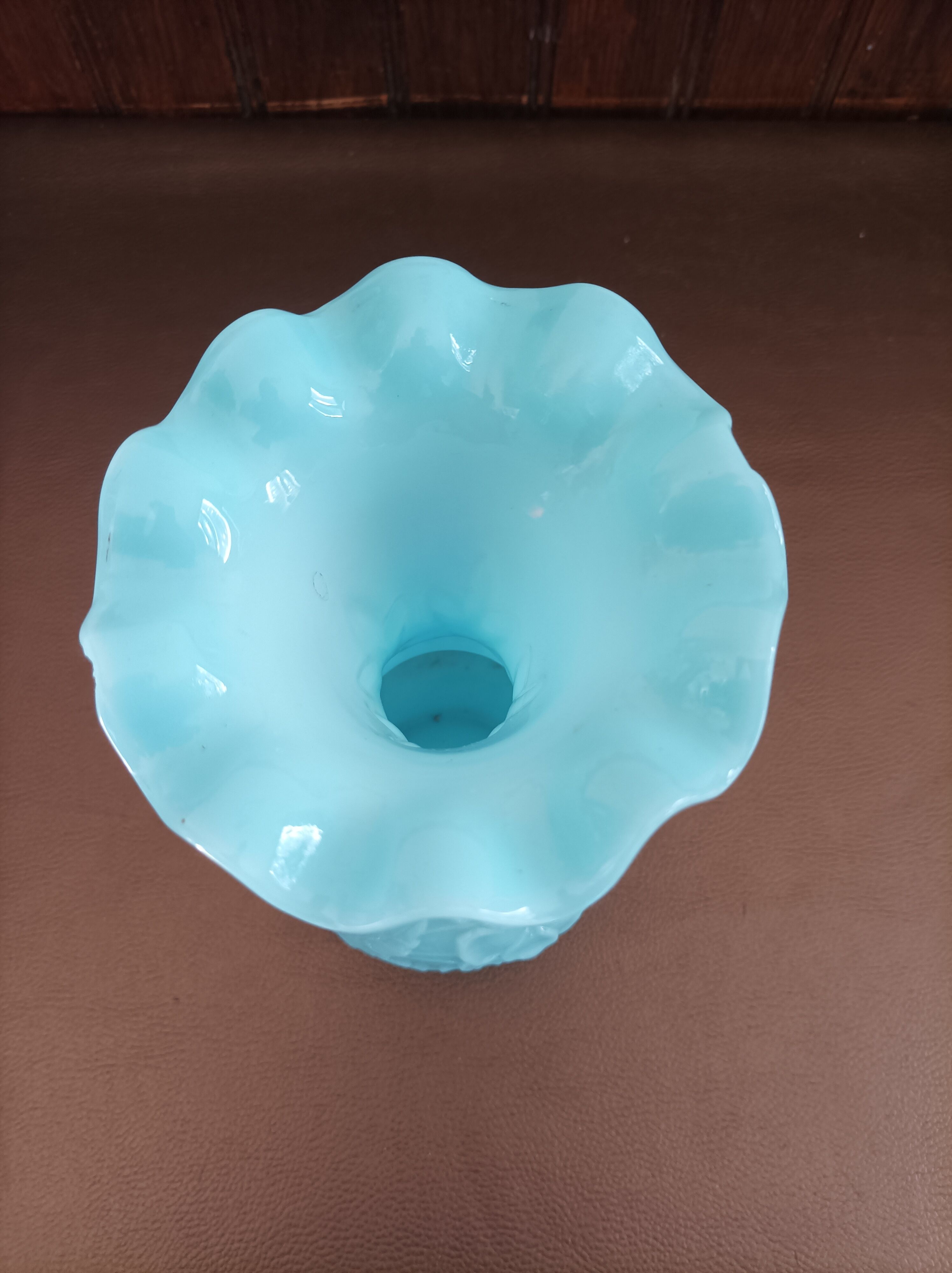 Blue vase in Art Deco opaline