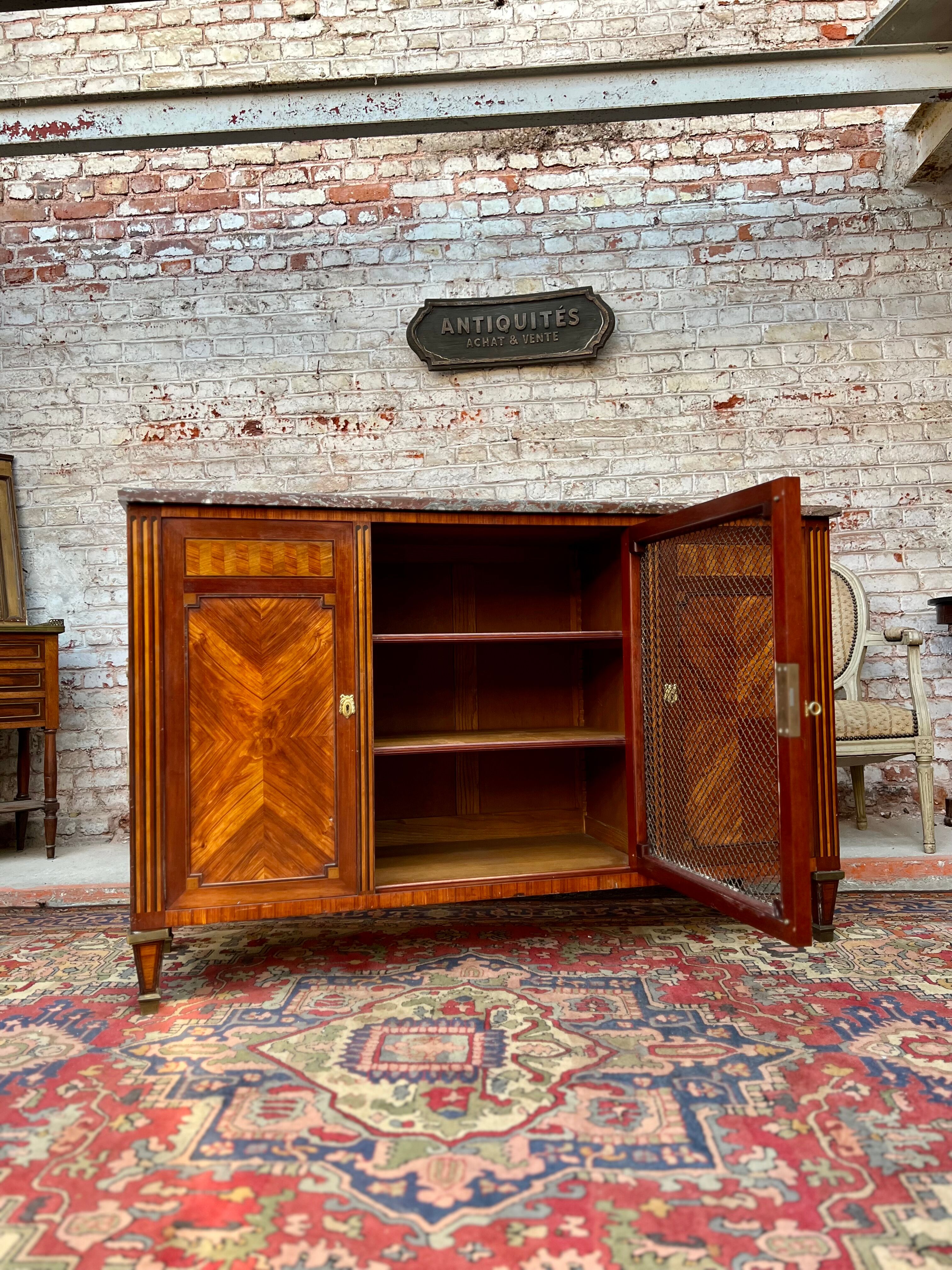 Low sideboard in marquetry style Louis XVI late nineteenth century