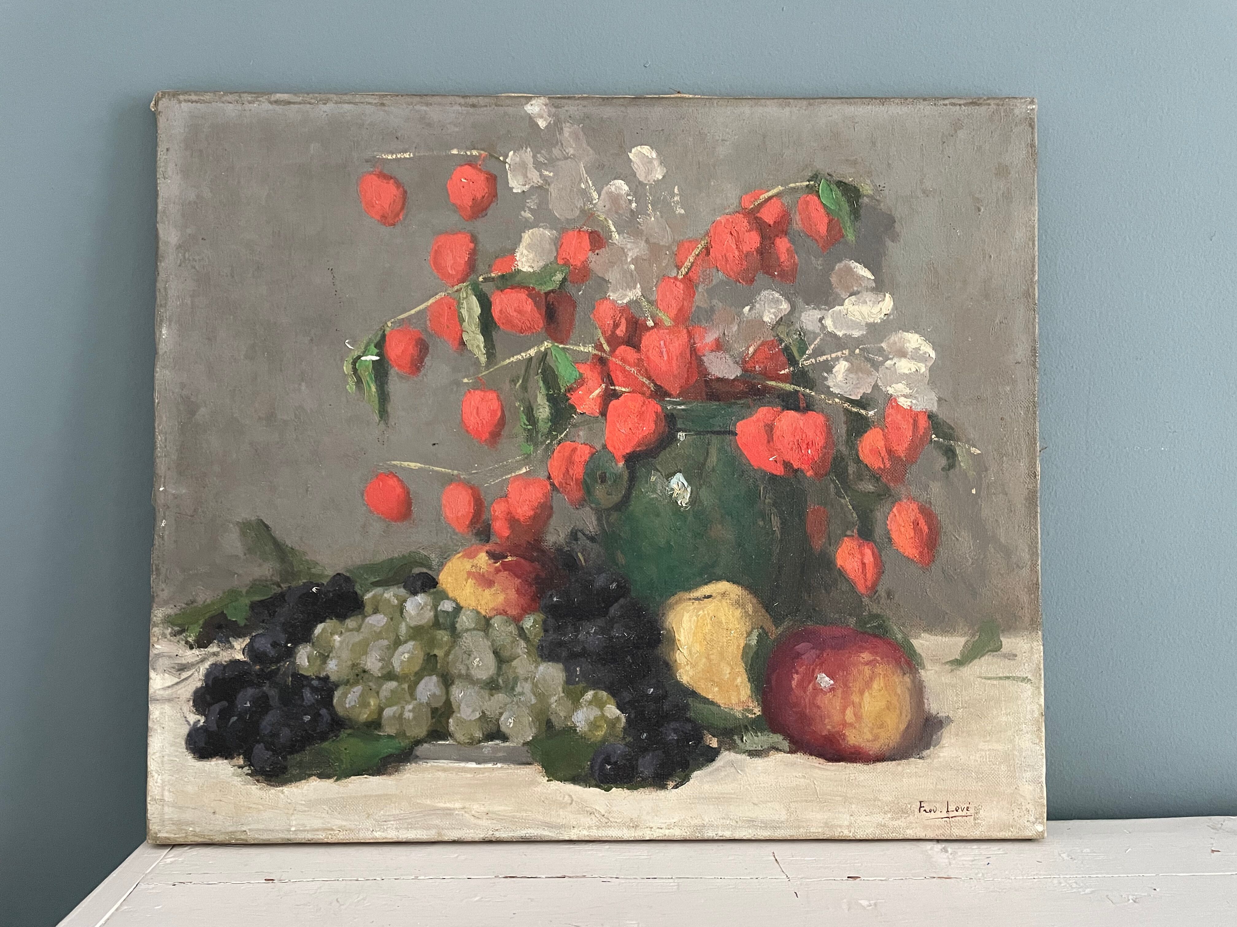 Old still life painting signed Frédéric Louis Levé