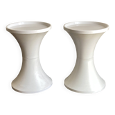 Pair of bedside tables 1970 Space Age in white ABS