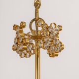 Chandelier in gilded brass and crystal glass inlaid by Palwa, Germany, 1970s.