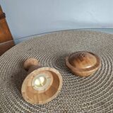 Set of wooden condiment pots
