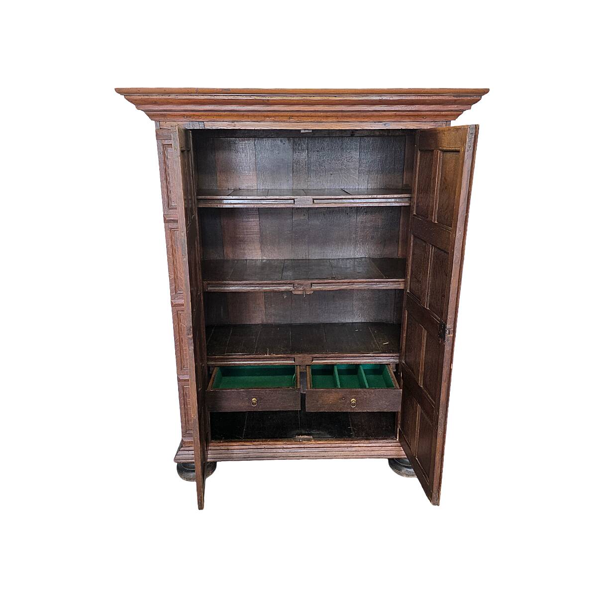 Antique Dutch Oak Panel Cabinet, early 1700s