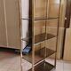 Vintage shelf in smoked glass and golden brass - 1970s