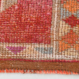 Turkish vintage geometric pattern red runner rug
