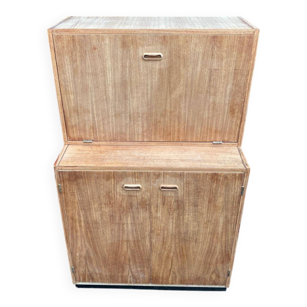 Armoire buffet haut scandinave en teck 2 corps