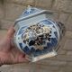 Decorative pot jar with a lid featuring a blue floral pattern and gilding.
