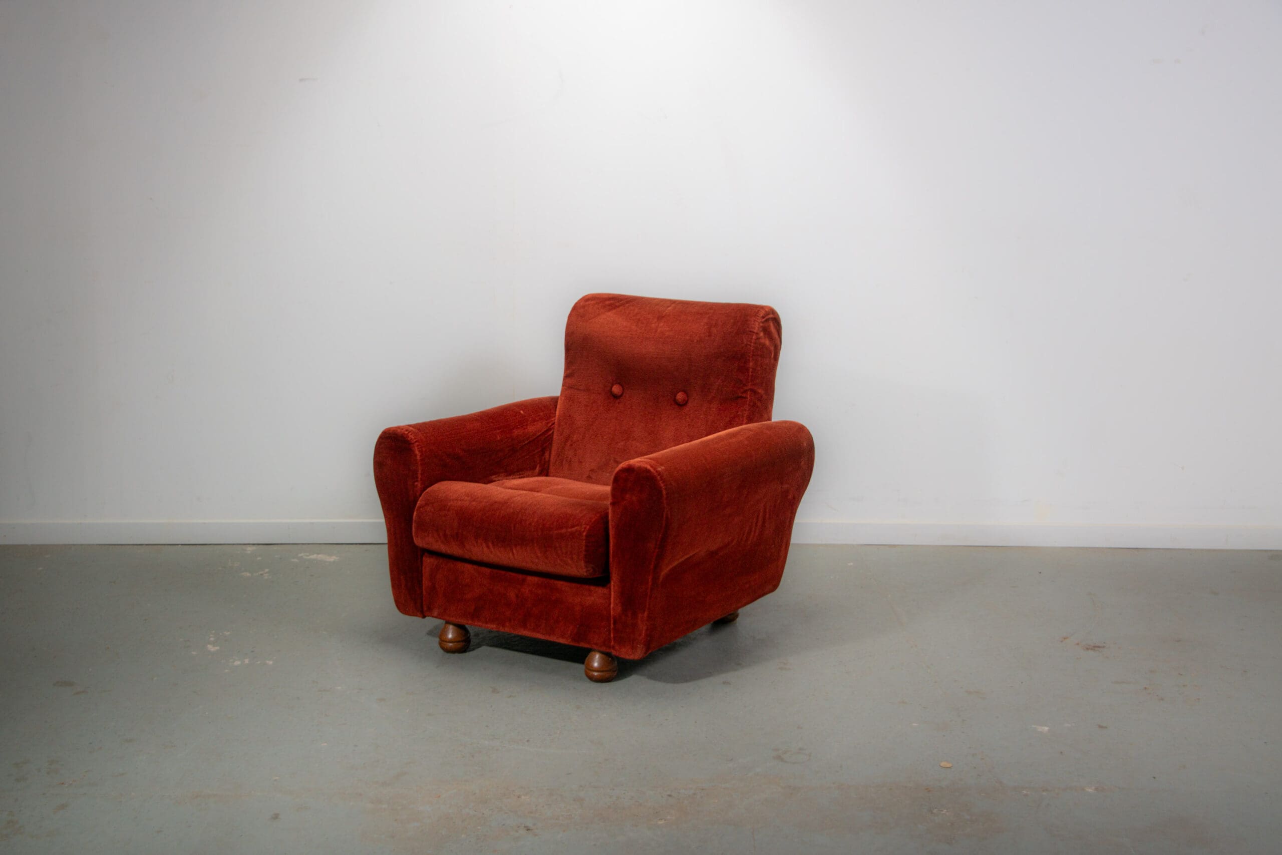 Italian Mohair armchair. Circa 1950