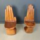 Pair of hand shaped teak chairs, 1970s