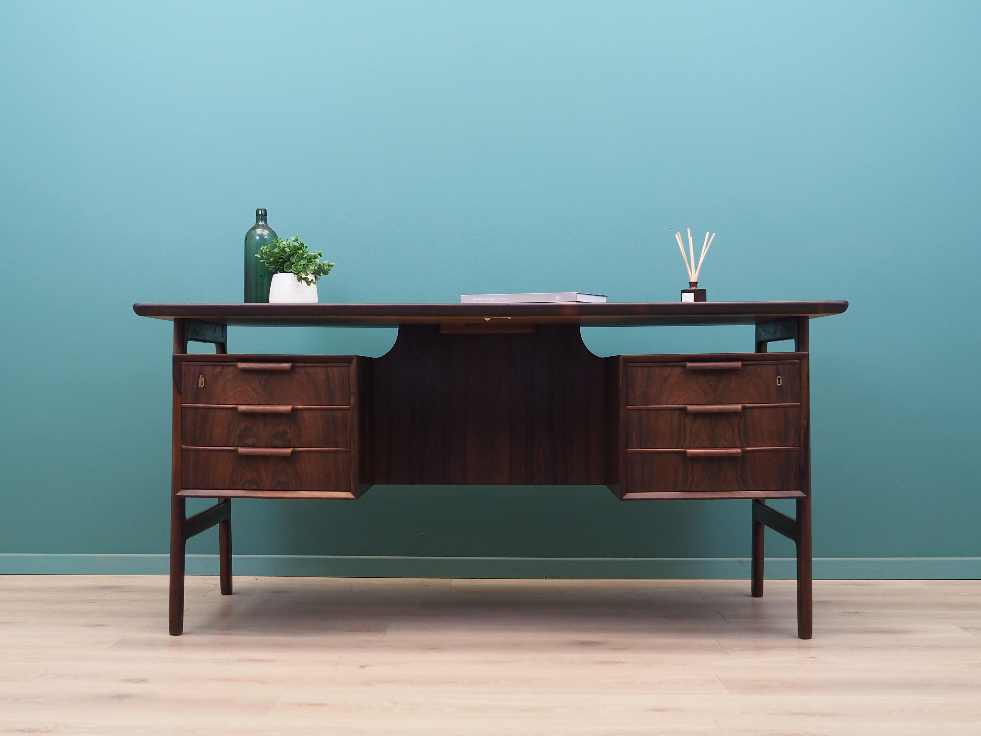 Rosewood desk, Danish design, 1970s, made by Omann Jun