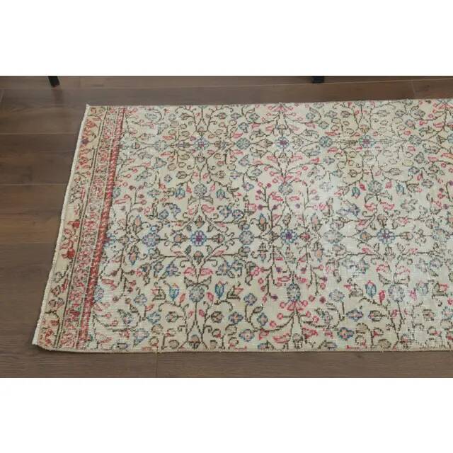 1970s Vintage Turkish Hand-Knotted Wool Cotton Beige Runner Rug 80x216