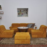 Yellow corduroy modular sofa, 1970s, set of 6