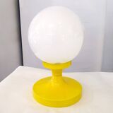 1960s globe table lamp, yellow metal base