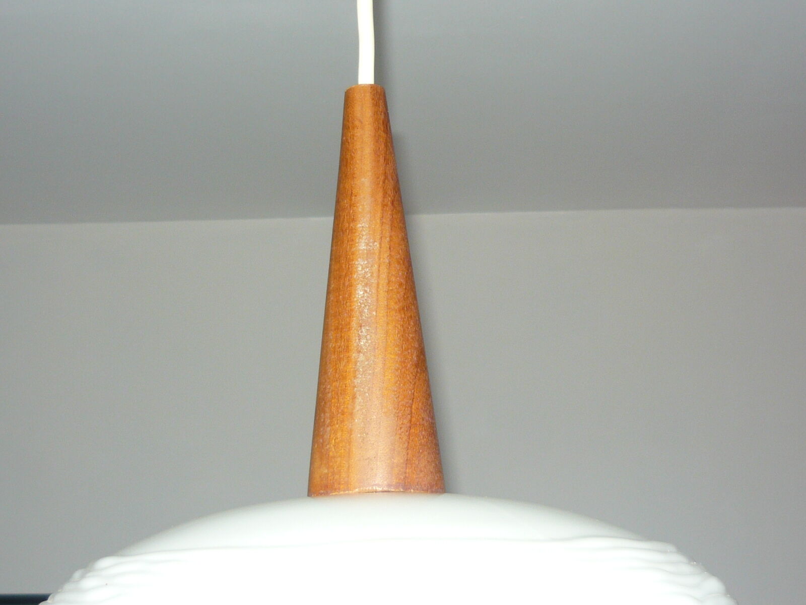 Teak and opaline suspension by Louis Kalff for Philips 60 years