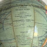 Vintage 1950 terrestrial globe by Girard Barrère Forest Thomas - 26 cm