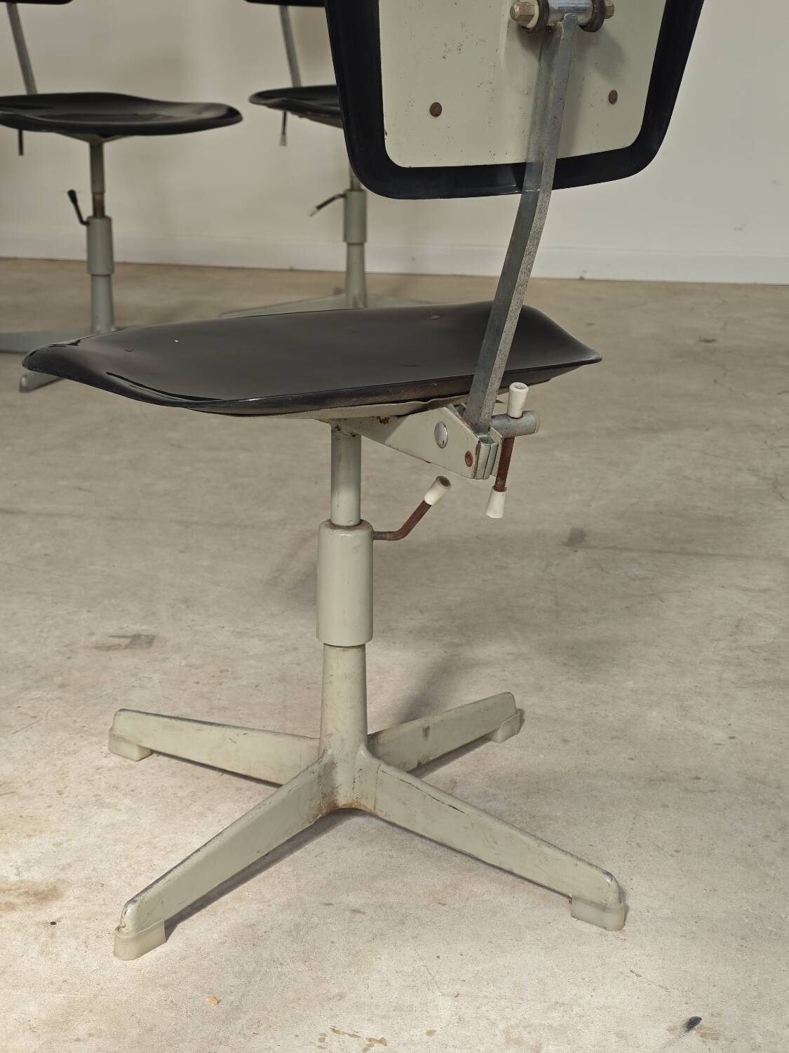 Adjustable industrial chair metal Czechoslovakia 1960