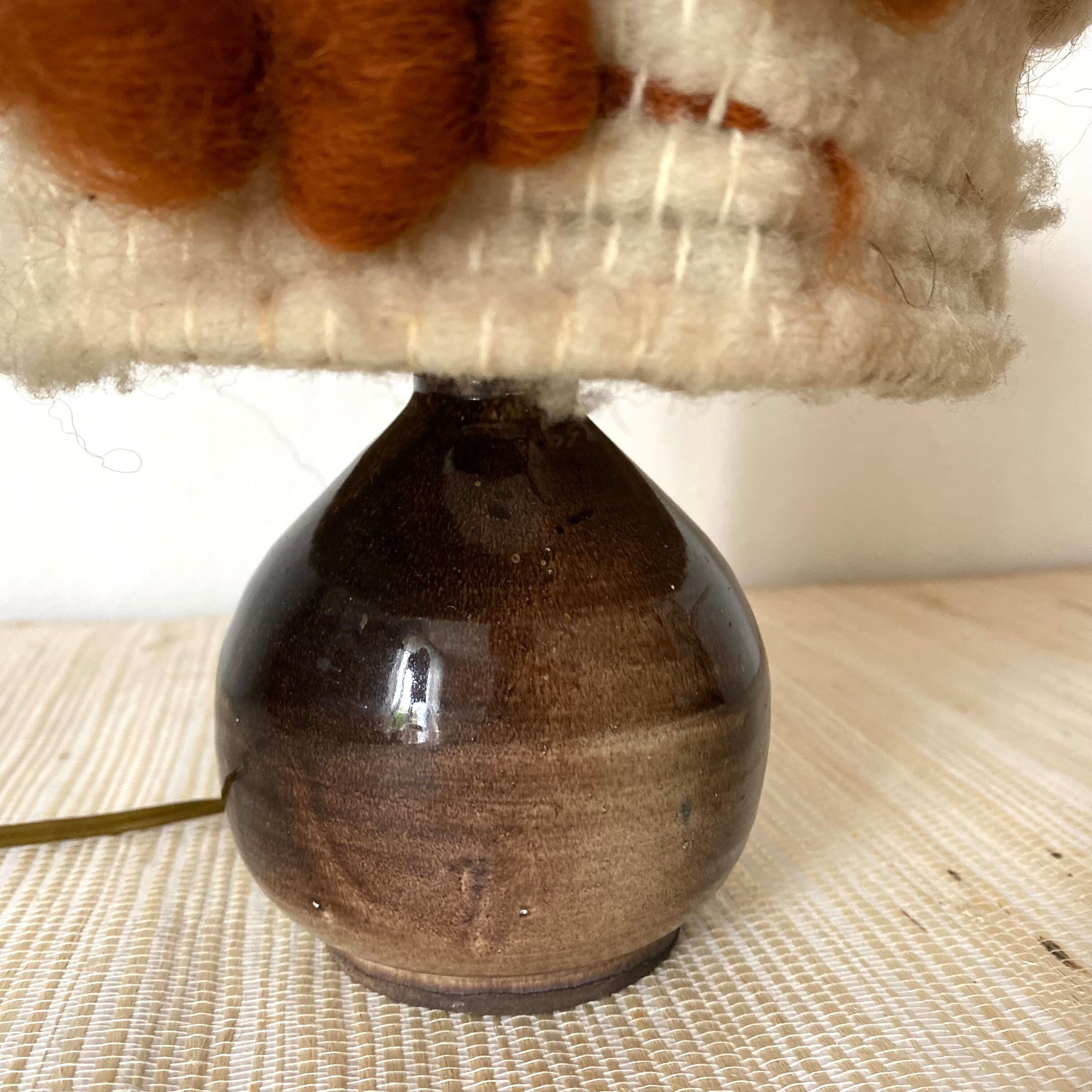 Vintage ceramic and wool lamp, 70s