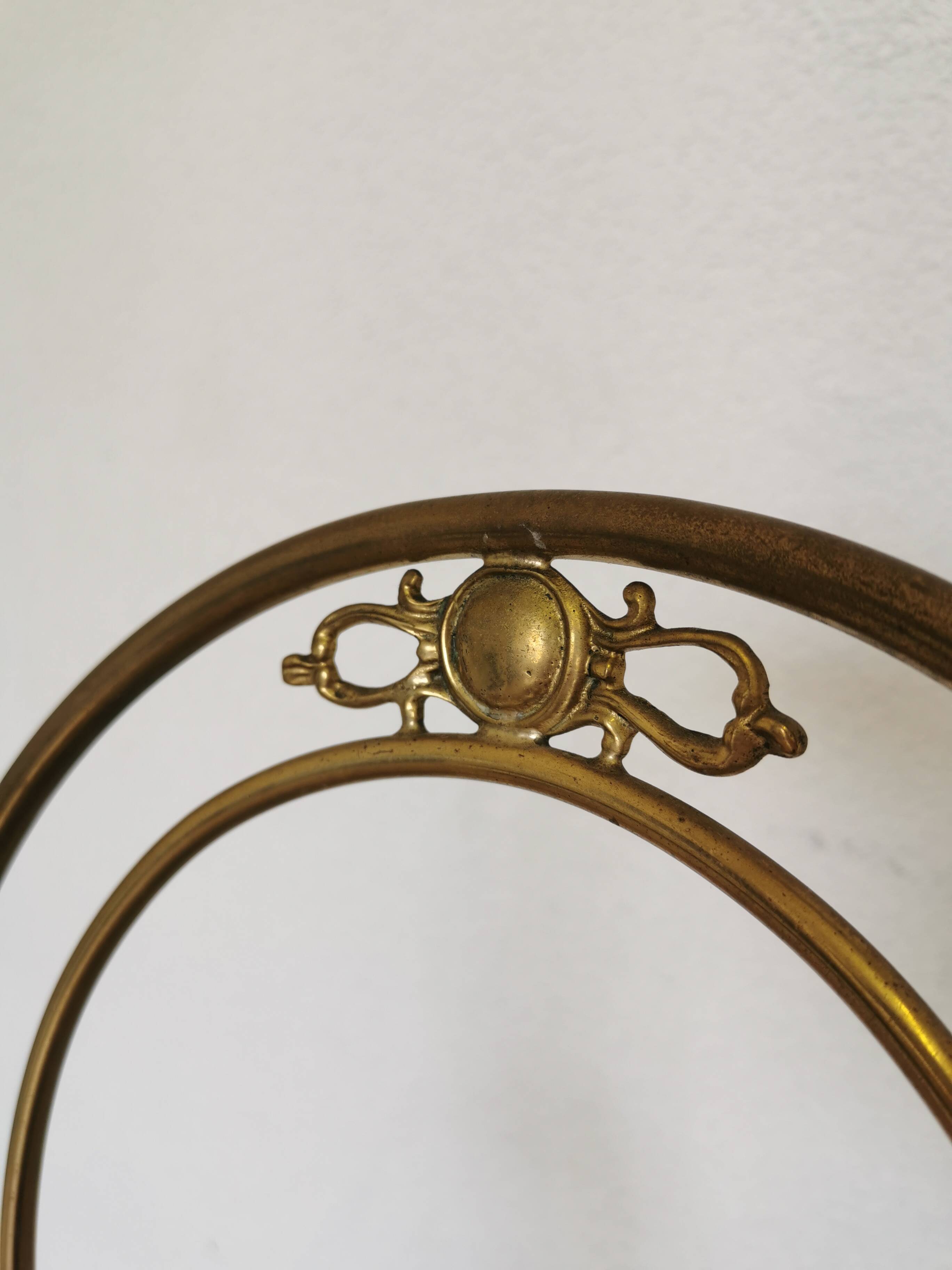 Vintage Paolo Buffa Brass Vanity Chair: Chiavari Style, Blue Fabric, 1950s