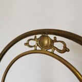 Vintage Paolo Buffa Brass Vanity Chair: Chiavari Style, Blue Fabric, 1950s