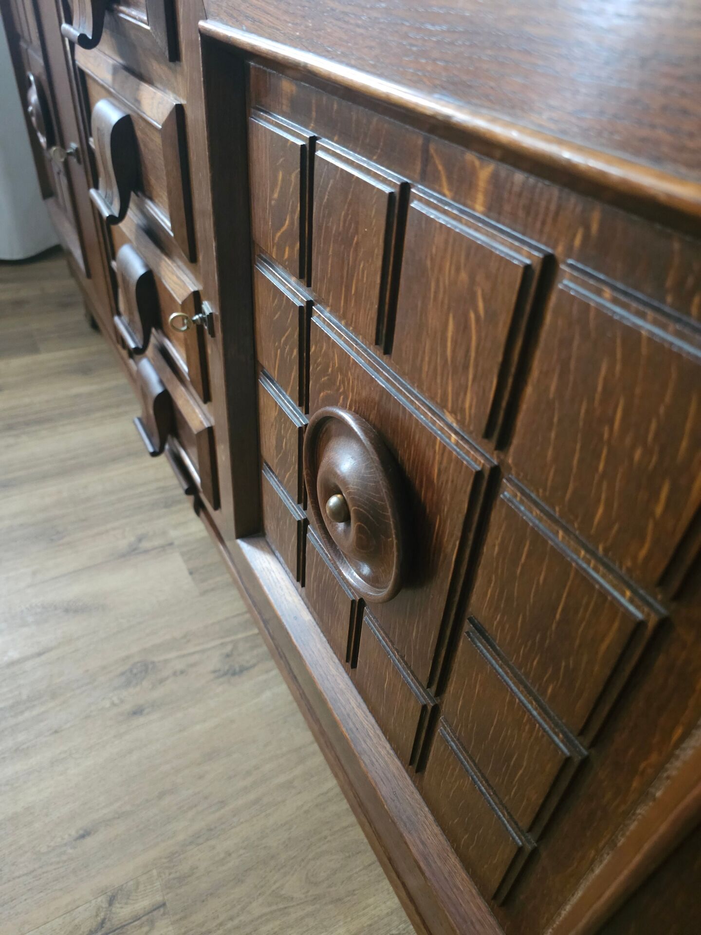 1940s Solid French Oak Sideboard — In the style of Charles Dudouyt