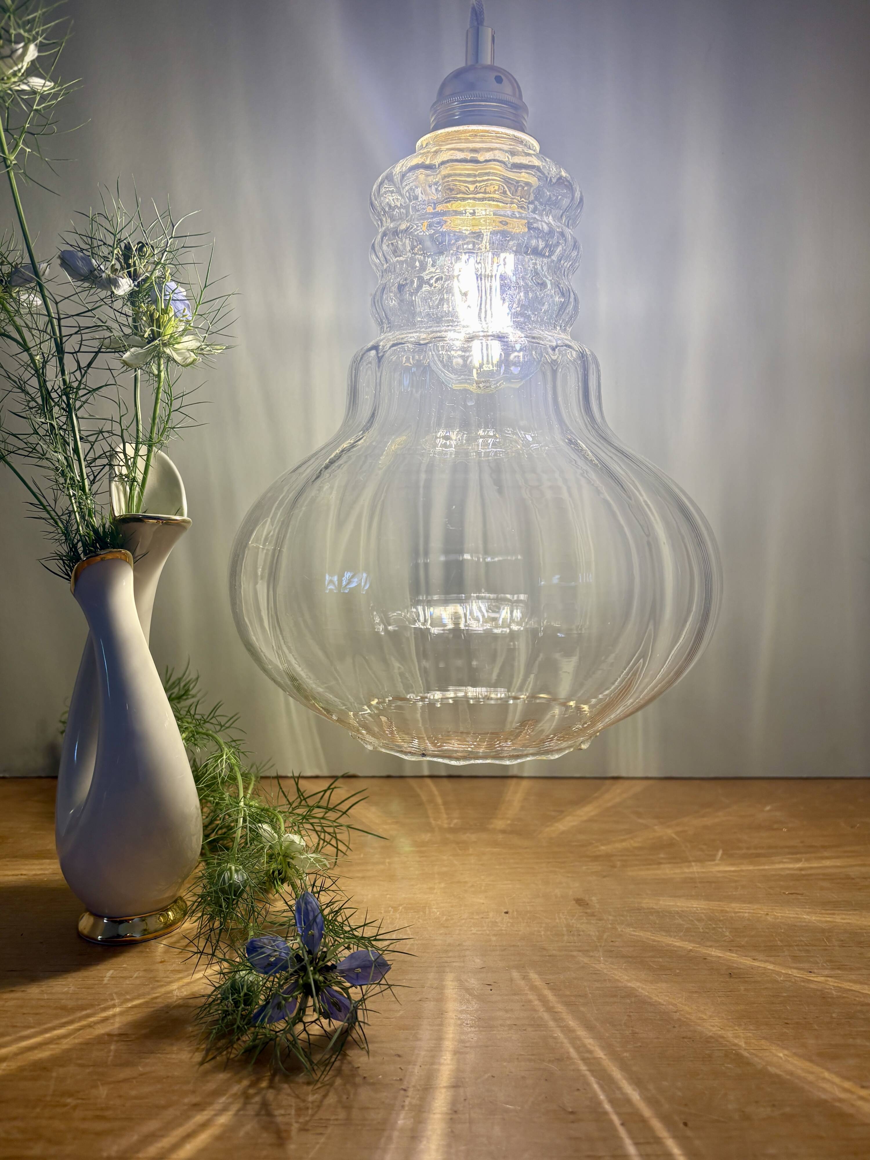 Vintage clear glass globe pendant light
