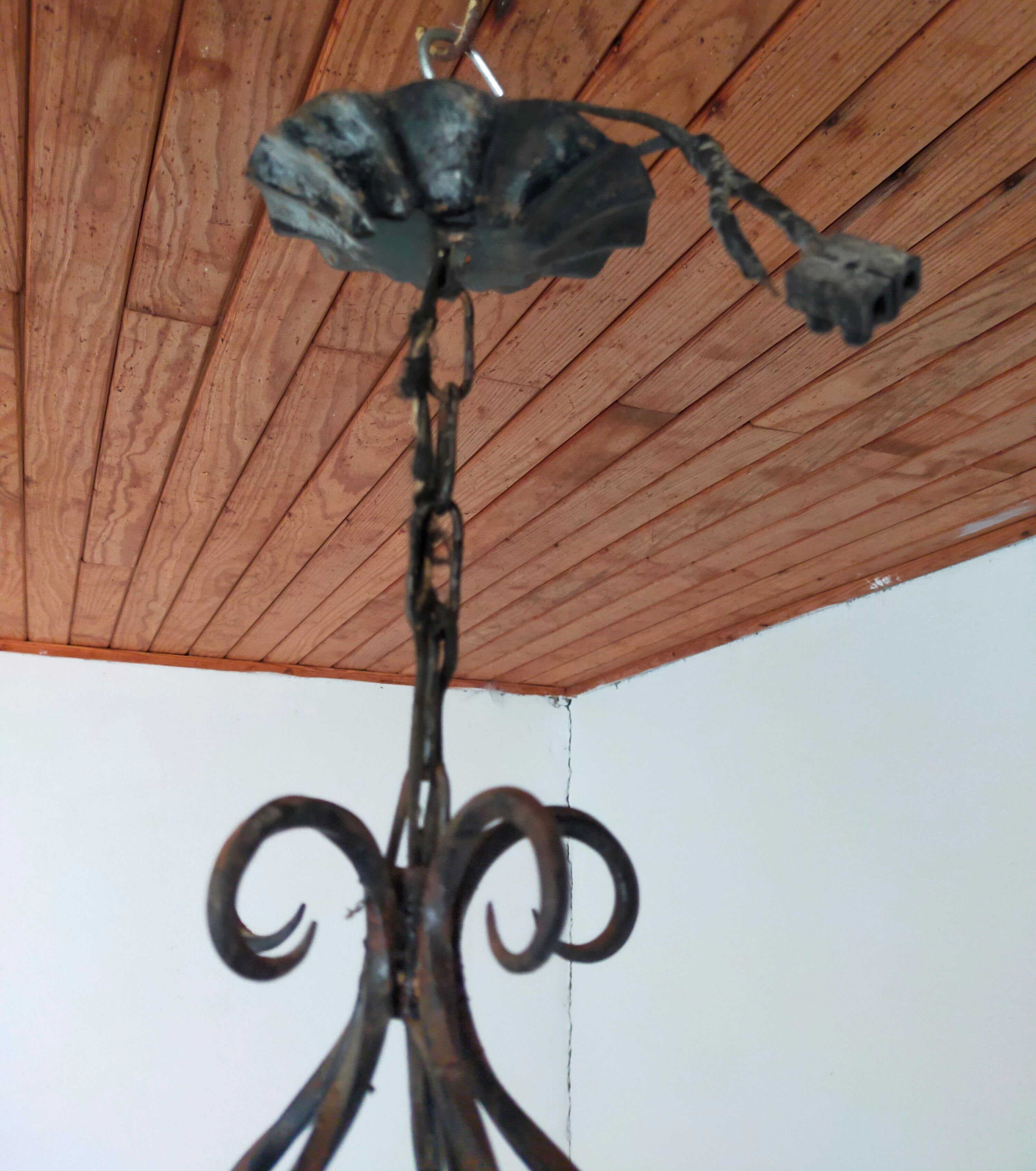 Wrought iron hunter chandelier