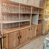 Pair of vintage bamboo rattan bookcases
