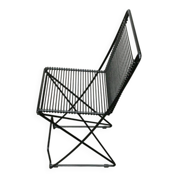 Tabouret de bar noir postmoderne Kreuzschwinger par Till Behrens pour Schlubach, années 1980.