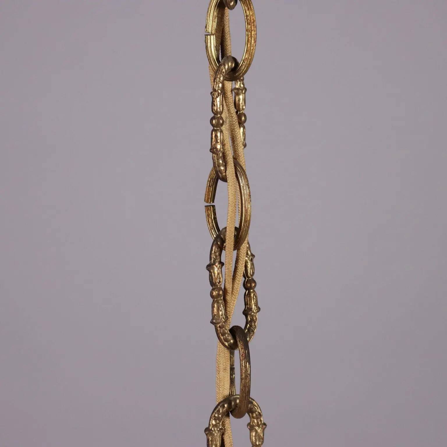Antique brass and crystal chandelier, Italy, 1930s-40s.