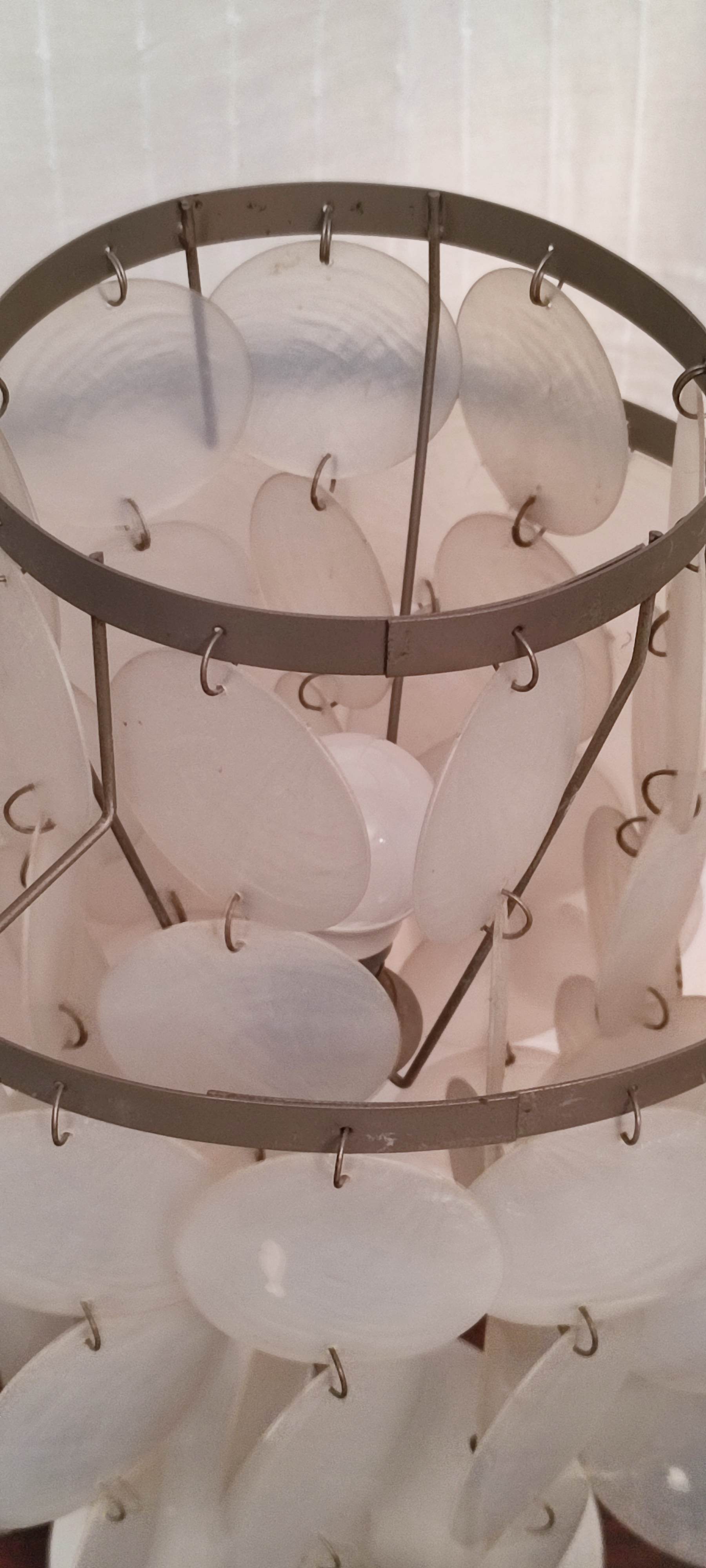 Aluminum table lamp and vintage mother-of-pearl tablets