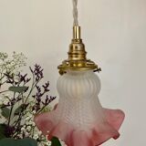 Vintage tulip ride in pink and white frosted glass