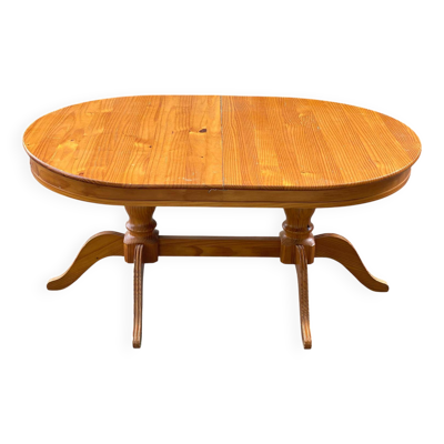 Table de ferme ronde ovale en bois massif pin extensible 200cm