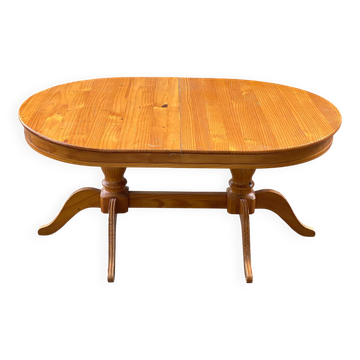 Table de ferme ronde ovale en bois massif pin extensible 200cm