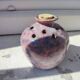 Vase flower spike ceramic golden pink purple