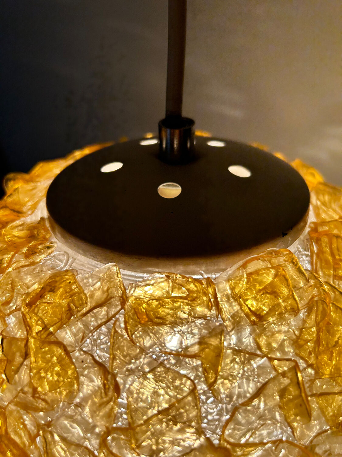 70s amber plastic chandelier