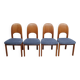 Vintage eetkamerstoelen Holstebro Denmark Teakhout nieuwe stoffering blauw