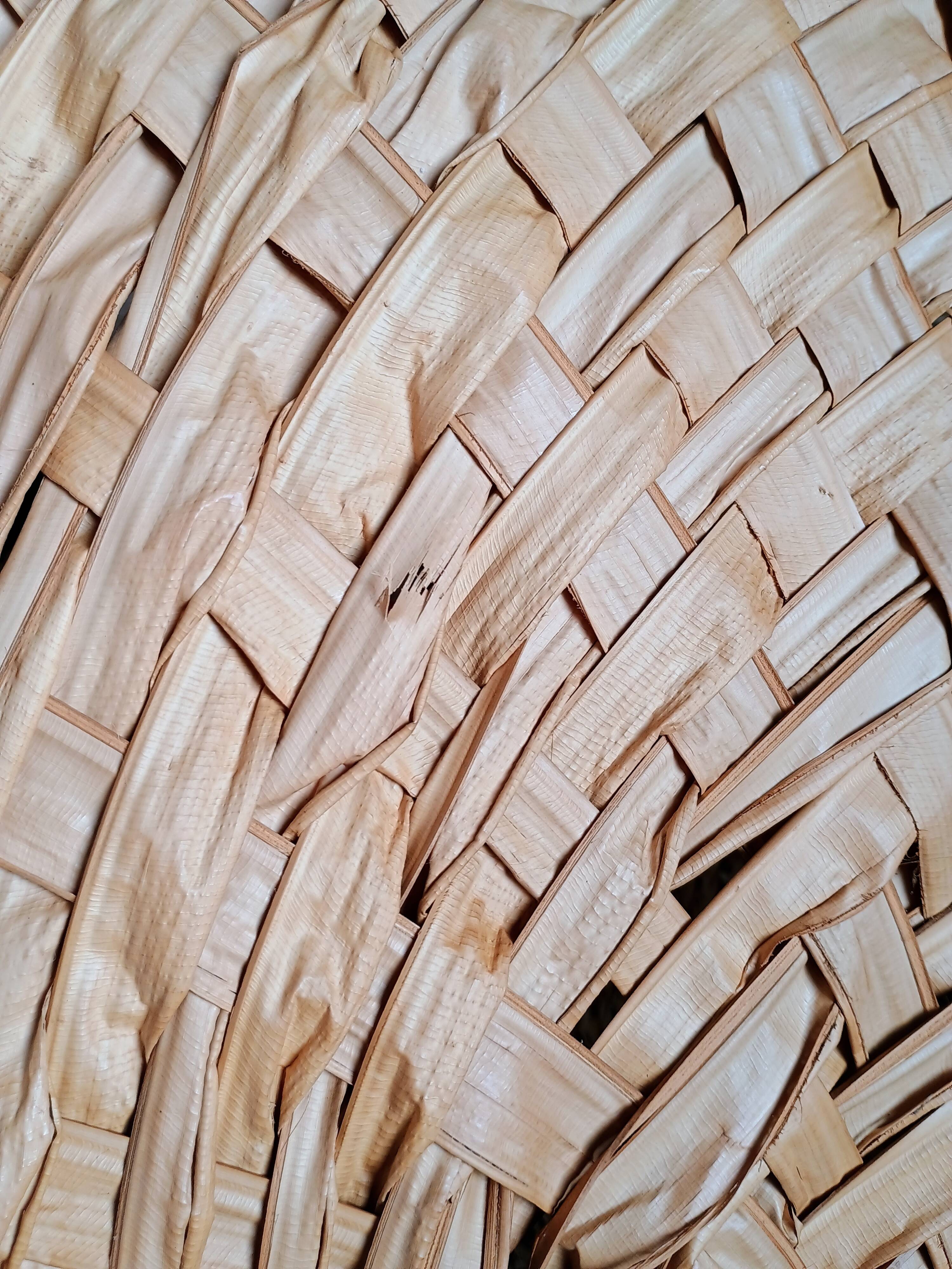 Heart fan in vintage woven palm leaves